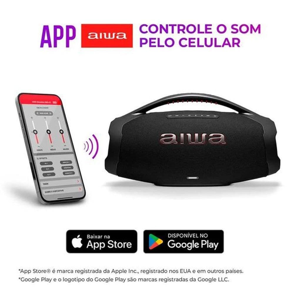 Caixa de Som Bluetooth Aiwa Boombox BS-01B 200W IP66